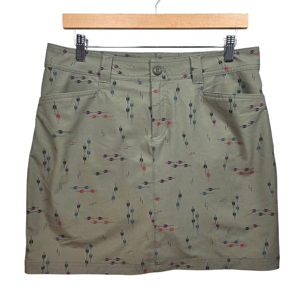 Eddie Bauer Adventurer Skort Womens 6 Arrow Print Green Hiking Active Utility